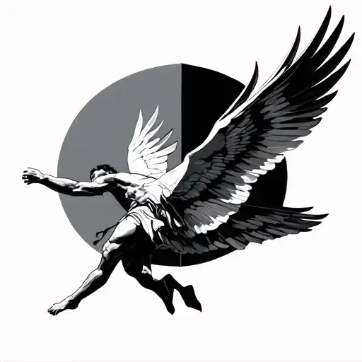 geometric Icarus falling tattoo design idea