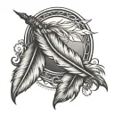 feather pen and scroll twining around a silouette tattoo design idea