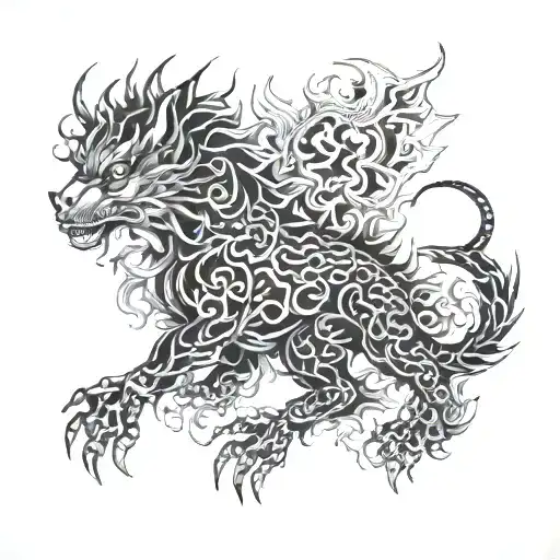 the label is Kirin-tora tattoo design idea