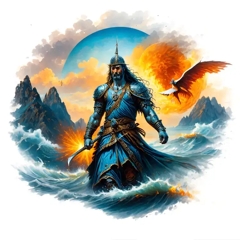 warrior's journey tattoo design idea