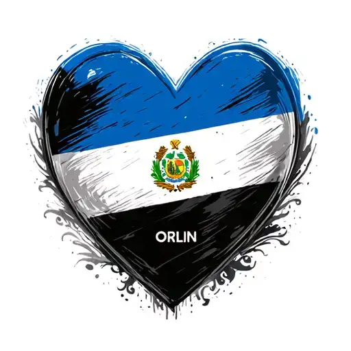 honduran flag in shape of heart with name orlin tattoo design idea