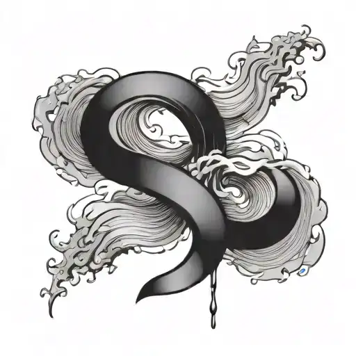 Do the Number eighteen and in the number shapes draw some simple waves tattoo design idea
