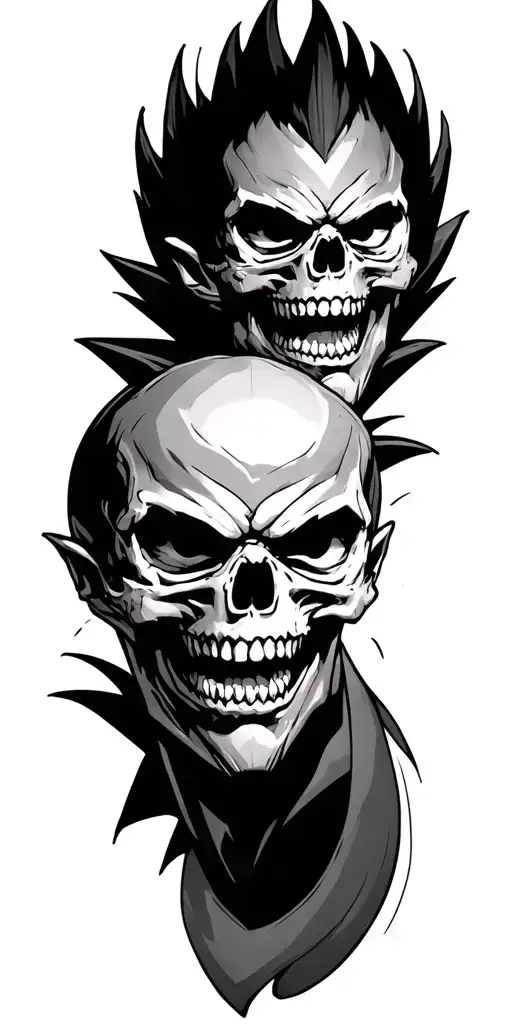skulls and vegeta dragon ball tattoo design idea