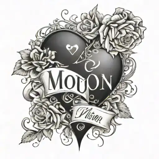 Symbolizing addiction, a passionate relationship and a dark night, the words "Моя, моя, моя" surrounded by a heart tattoo design idea