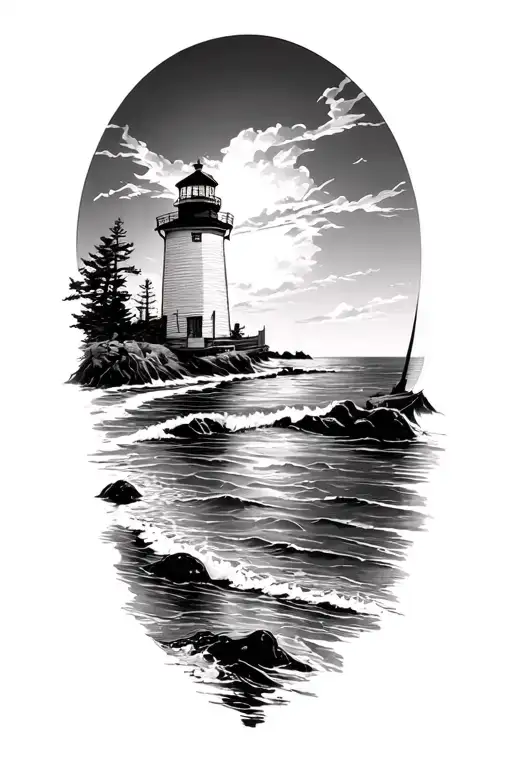 cape cod sea shore tattoo design idea