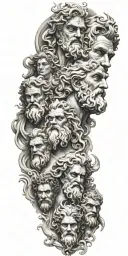 zeus, poseidon, and hades greek god tattoo design idea
