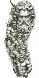 zeus, poseidon, and hades greek god tattoo design idea