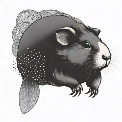 whymsical guinea pig flying in the sky tattoo design idea
