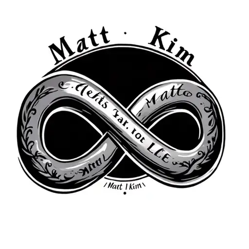 "Matt Kim" infinity symbol with names incorporated within tattoo design idea