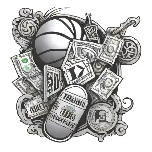 money, basketball, relationships, careers tattoo design idea