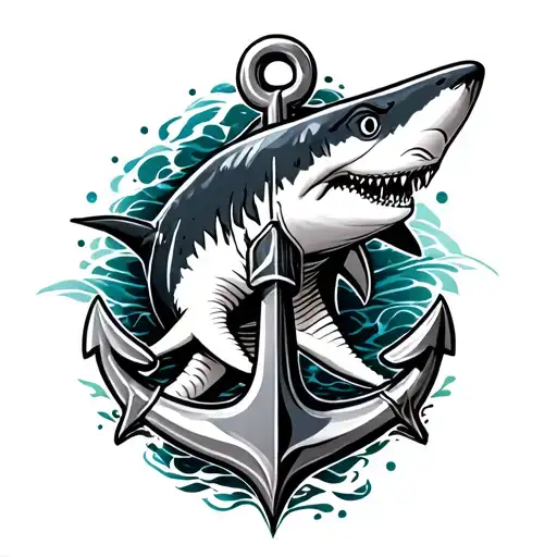 shark and anchor tattoo tattoo design idea
