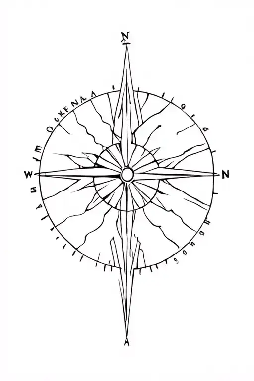 "OHANA" chaotic lines. Waves. Puma. Sun. straight lines on the forearm. Points. Pagan compass tattoo design idea