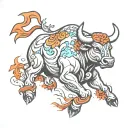 charging bull tattoo design idea