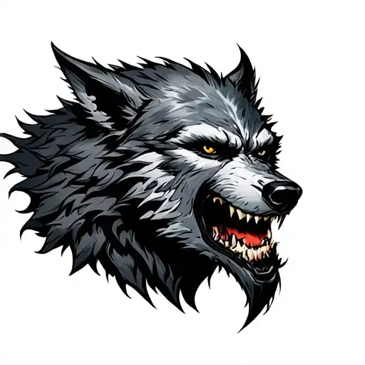 Werewolf with knight tattoo design idea