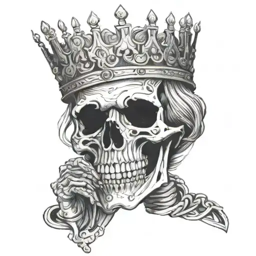 skeleton speaking to a sad king tattoo design idea