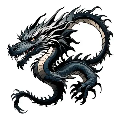 black dragon tattoo under chest, dragon looks like smoke tattoo design idea
