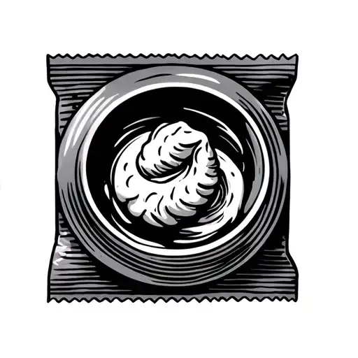 a dumpling packet, bold lines tattoo design idea