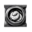 a dumpling packet, bold lines tattoo design idea