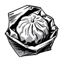 a dumpling packet, bold lines tattoo design idea
