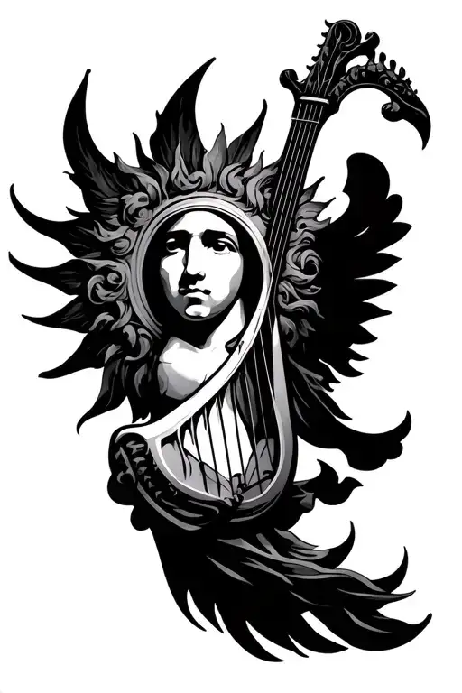 apollo lyre sun tattoo design idea