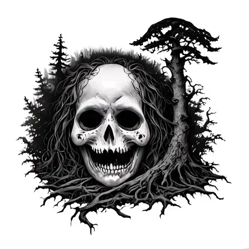 Haunted Forest tattoo design idea