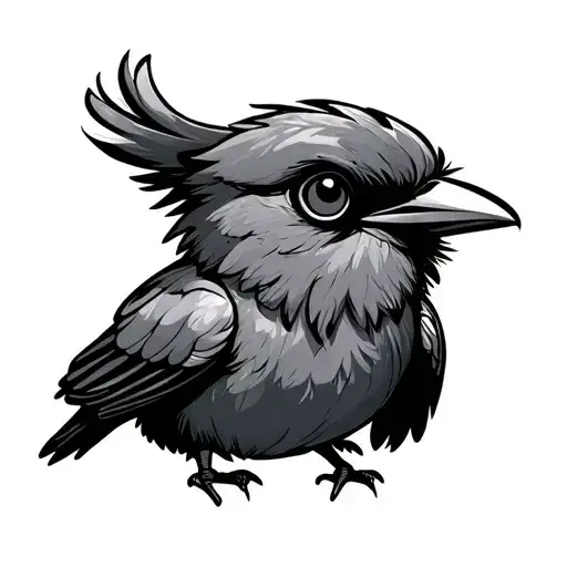 cartoon bird wearing shirt tattoo design idea