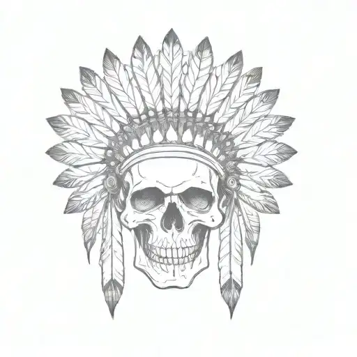 a skull in an indian headdress tattoo design idea