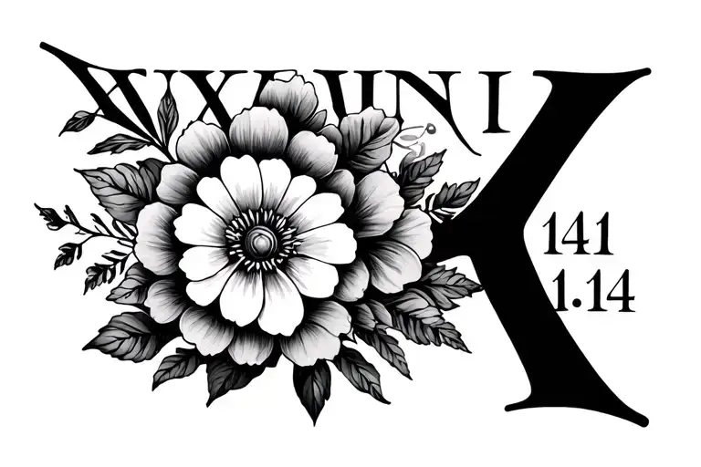 exodus 14:14 roman numerals with flowers tattoo design idea