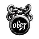 chain with a lock with the word "obey" spelled tattoo design idea