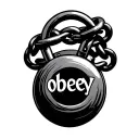 chain with a lock with the word "obey" spelled tattoo design idea