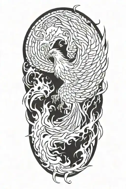 phoenix rising from flames tattoo design idea