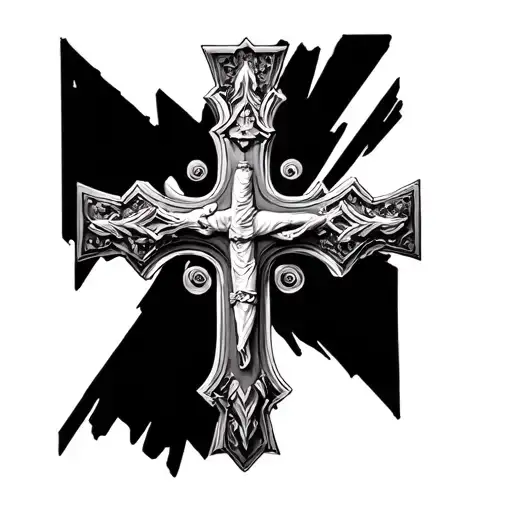 The JP2 cross, also known as the John Paul II Pastoral Cross tattoo design idea