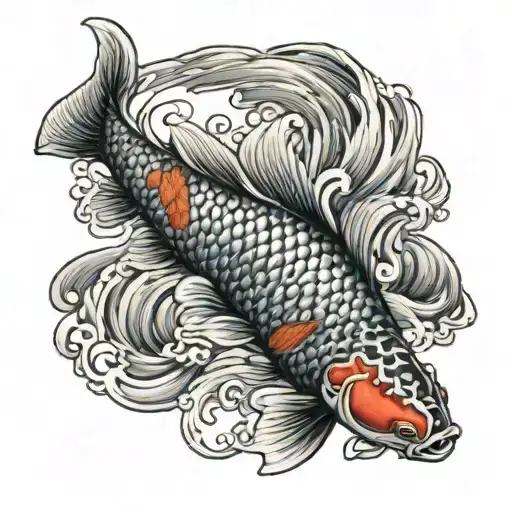 Japanese koi fish transforming into a Marine Corps eagle tattoo design idea