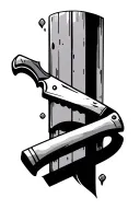 knife, prison bars tattoo design idea
