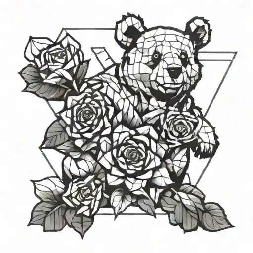 Winnie the Pooh floral  tattoo design idea