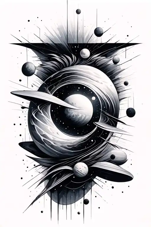 universe abstract negative space tattoo design idea
