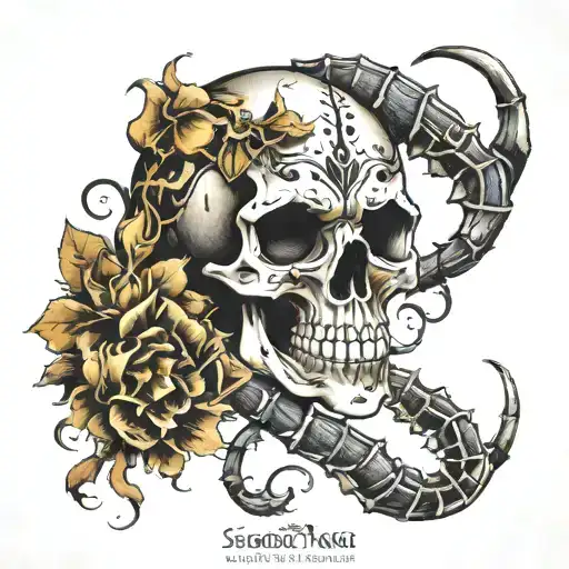 Scorpion and skulls tattoo design idea