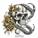 Scorpion and skulls tattoo design idea
