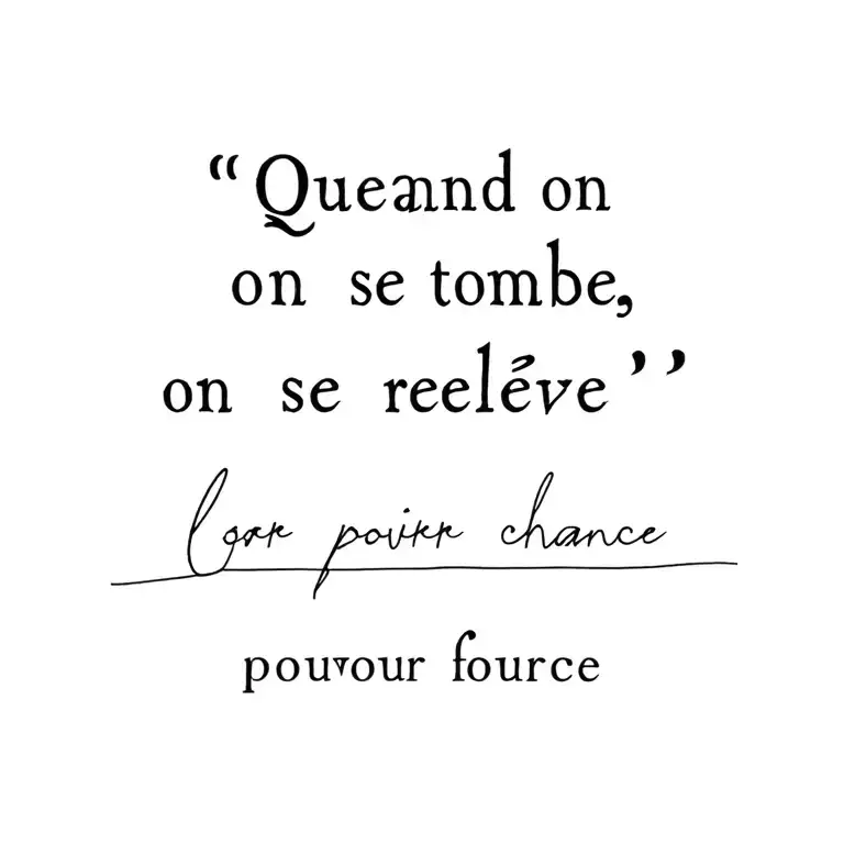 "Quand on tombe, on se relève " espoir chance pouvoir force tattoo design idea