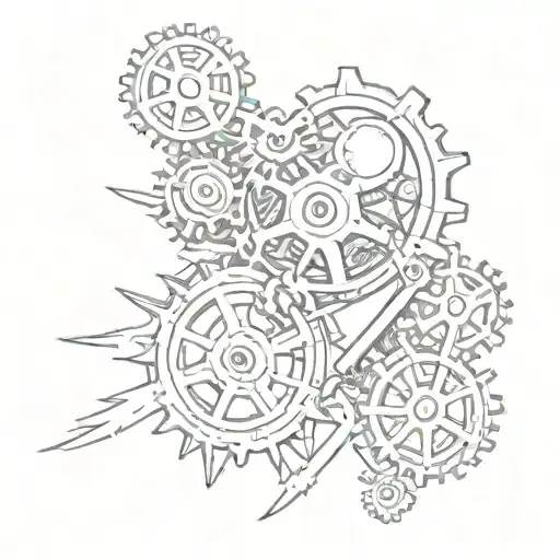 broken heart cogs tattoo design idea