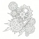 broken heart cogs tattoo design idea
