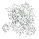 broken heart cogs tattoo design idea