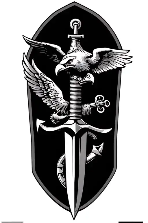 1st battalion 4th marines commando dagger combined with eagle globe and anchor tattoo design idea
