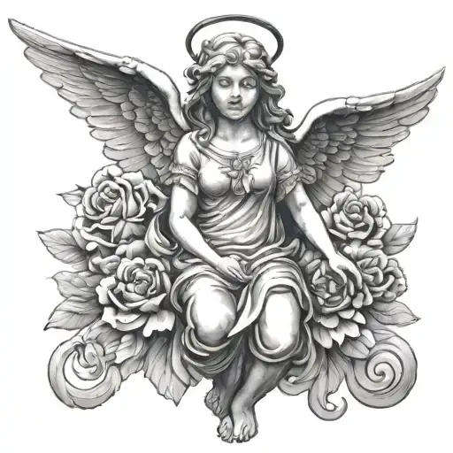 angel statue tattoo design idea