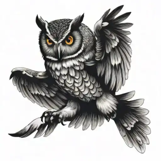 owl flying towards tattoo design idea
