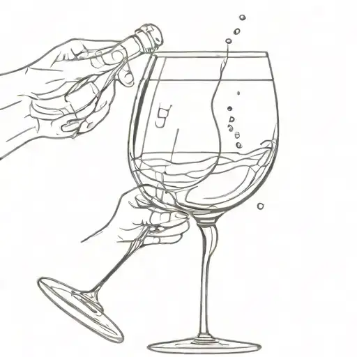 champagne glass and champagne bottle tattoo design idea