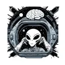 alien in a spaceship abducting a brain tattoo design idea