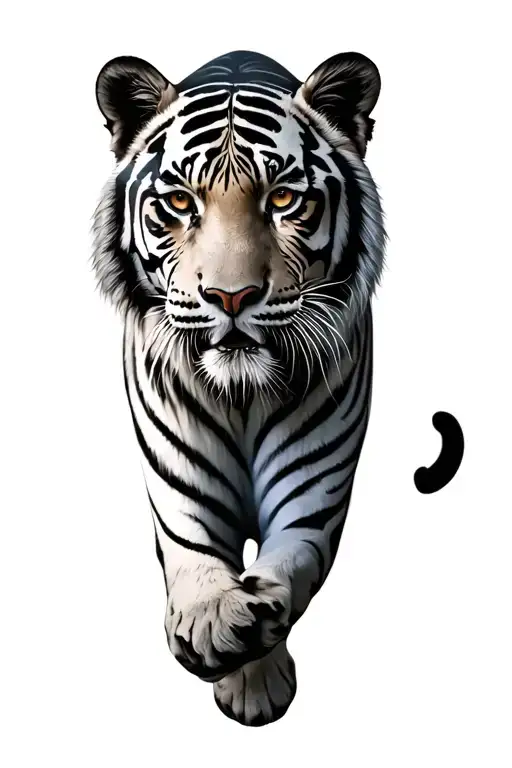 one blabck and white tiger and one white and black tiger as twins  tattoo design idea