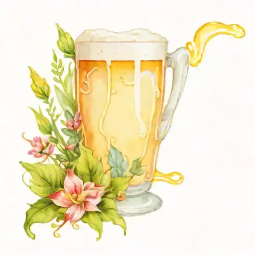 gnome garden with one cup of beer tattoo design idea