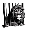 lion behind bars tattoo design idea